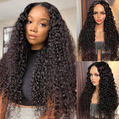 Ready To Wear Deep Curly 5x5 Lace Closure Wig 180% Density Glueless Kinky Curly Lace Front Wig Pre-plucked With Bleached Knots