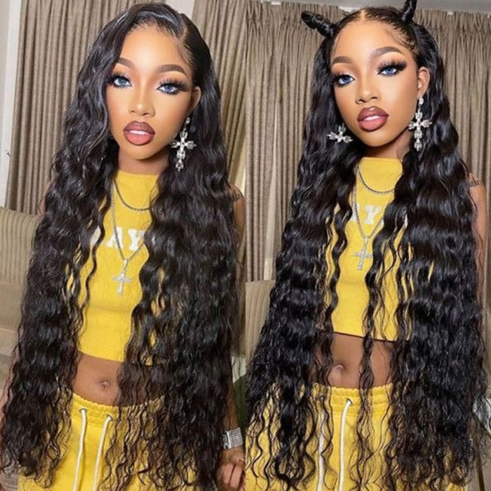 Ready To Wear Loose Deep Lace Closure Wig with Pre Plucked Hairline Pre Cut HD Lace Glueless Wigs Bleached Knots