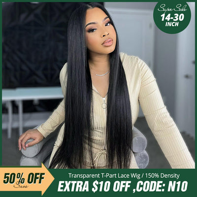 [Graduation's Sale ] 14"-30" Save 50% OFF Transparent 13*4*1 Lace Part Wig Human Hair Wig
