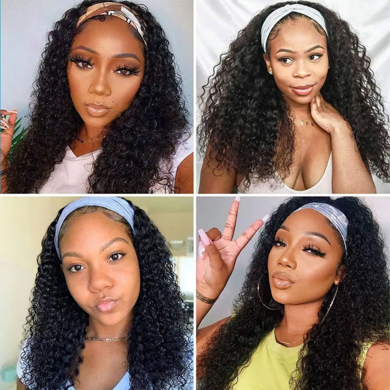 [Graduation's Sale ] 10"-26" Save 50% OFF Headband Wig Glueless Natural Black Non Lace Human Hair Wig Deal