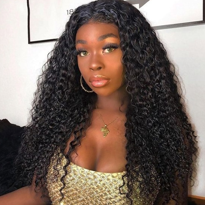 Ready To Wear Deep Curly 5x5 Lace Closure Wig 180% Density Glueless Kinky Curly Lace Front Wig Pre-plucked With Bleached Knots