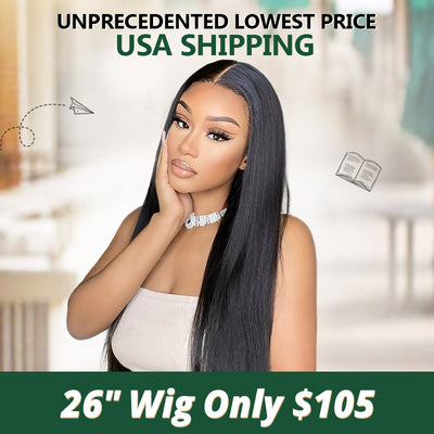 🔥[USA Shipping Sale!] 26“ Only $105 /  Pre Cut & Pre Plucked & Bleached Knots Ready To Wear  Human Hair Wig Deal