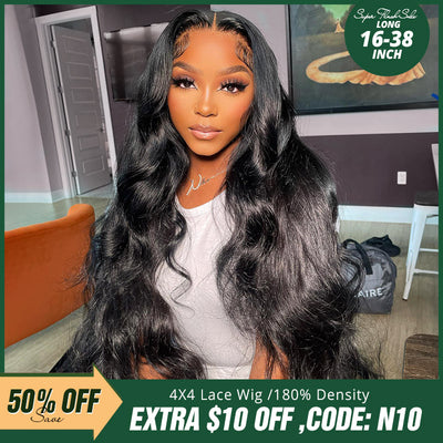 [Graduation's Sale! ]  180% Density 16"-38" Save 50% OFF Glueless 4x4 Lace Closure Human Hair Wig With Pre-Plucked