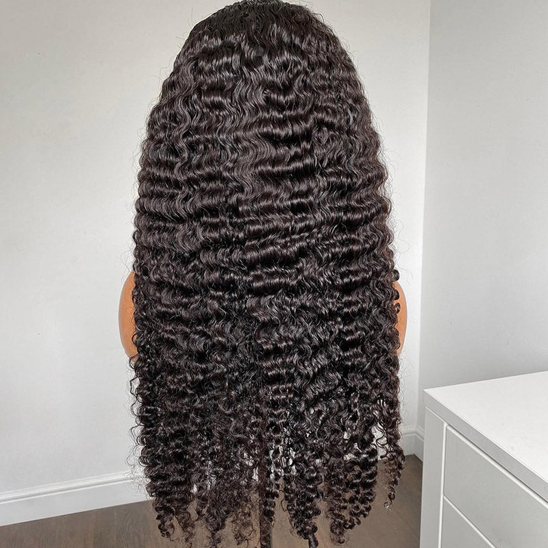 40 Inch Long 13x4 Lace Front Wig Glueless Kinky Curly Wig Ready To Wear Deep Curly Human Hair Wig 250% Density