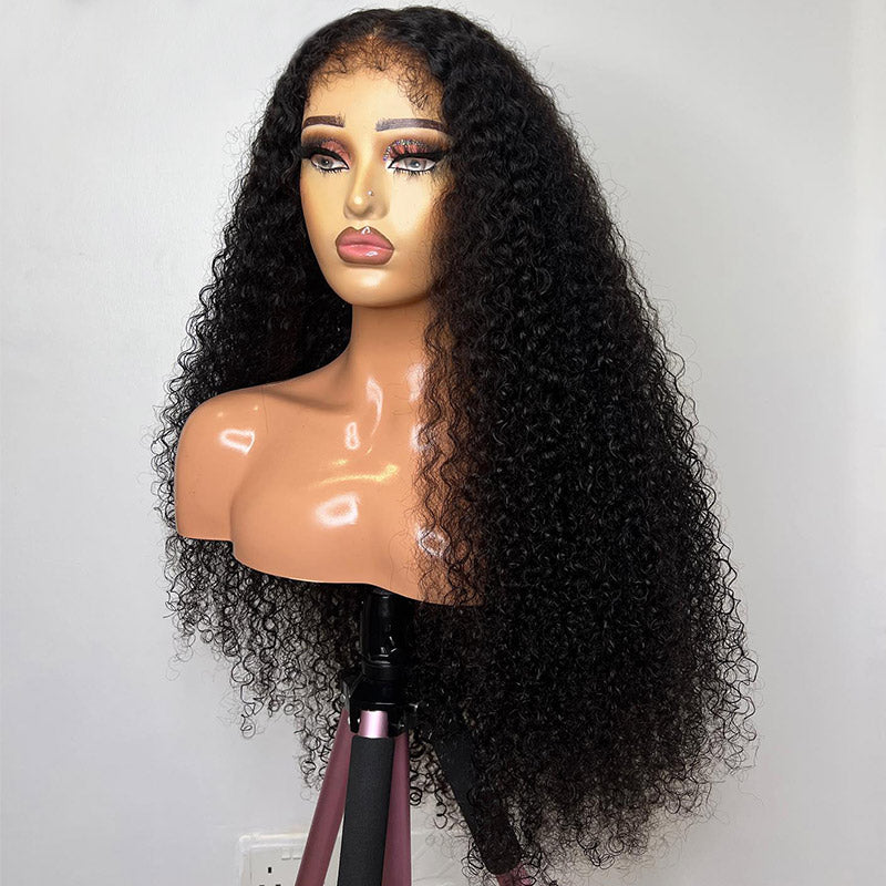 40 Inch Long 13x4 Lace Front Wig Glueless Kinky Curly Wig Ready To Wear Deep Curly Human Hair Wig 250% Density