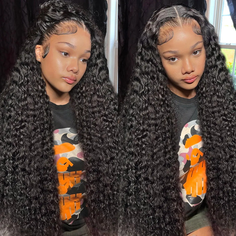 40 Inch Long 13x4 Lace Front Wig Glueless Kinky Curly Wig Wear and Go Deep Curly Human Hair Wig 250% Density