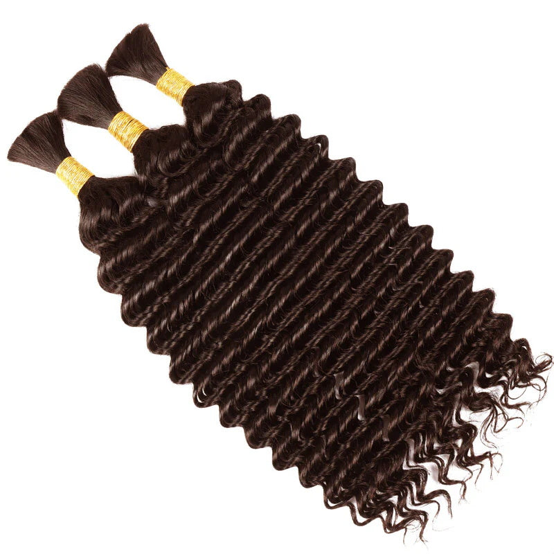 #4 Dark Brown Deep Wave Bulk Hair Extensions for Braiding No Weft Bundles