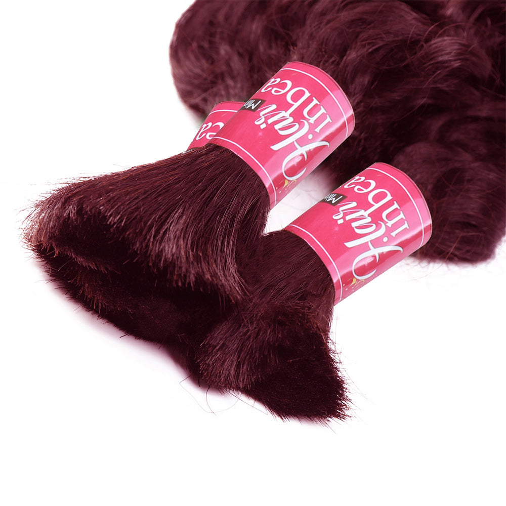 99J Burgundy Deep Wave Braid Hair Bulk 100% Human Hair Extensions Bulk for Braiding 100g