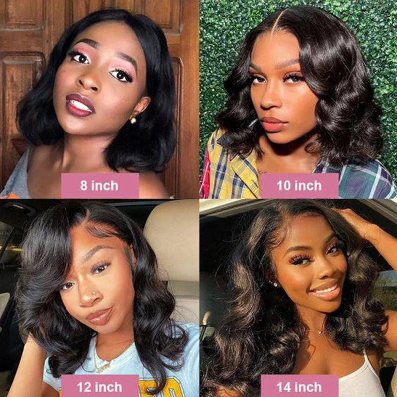 Body Wave Wear Go Glueless Lace Closure Wig Pre-plucked 5x5 HD Lace Wigs With Bleached Knots Pre-cut Short Bob Wigs