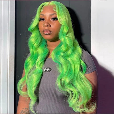[Bogo Free Deal] Trendy Colored Pink/Blue/Ginger/Yellow/Gray/Green 180% Density 13x4 Lace Front Wig Body Wave Glueless Wigs With Pre plucked