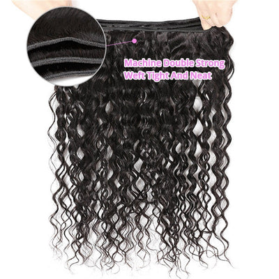  Brazilian Water Wave 3 Bundles with 13x4 Lace Front Closure Human Hair Extensions