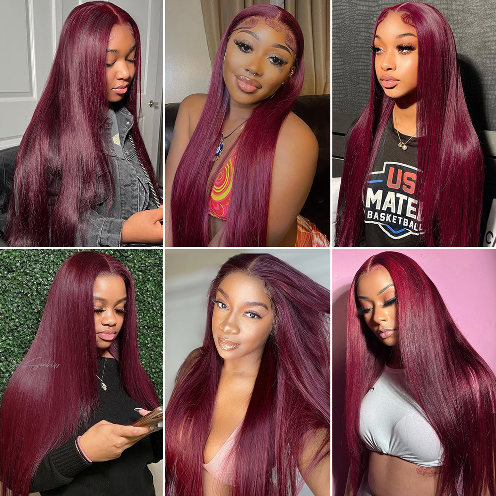 Burgundy 99J Straight Bulk 100% Human Hair For Braiding No Weft
