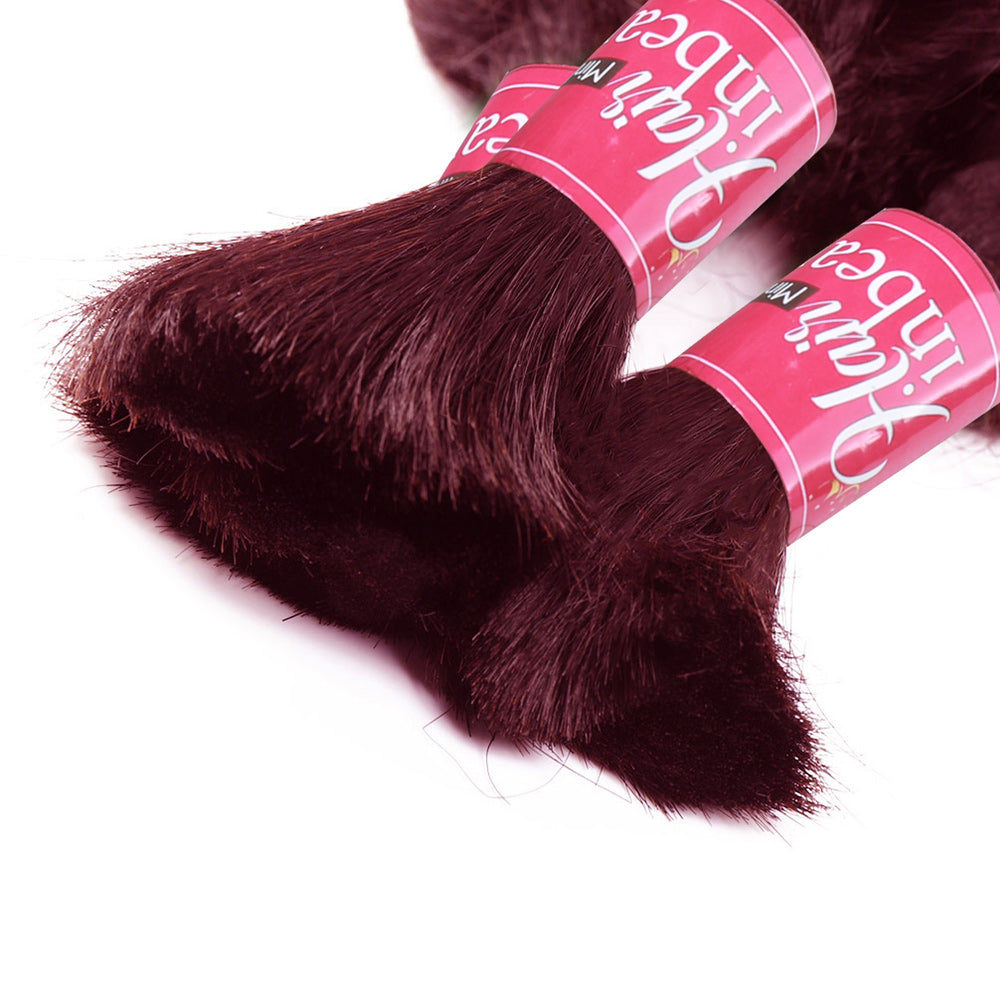 Burgundy 99J Straight Bulk 100% Human Hair For Braiding No Weft