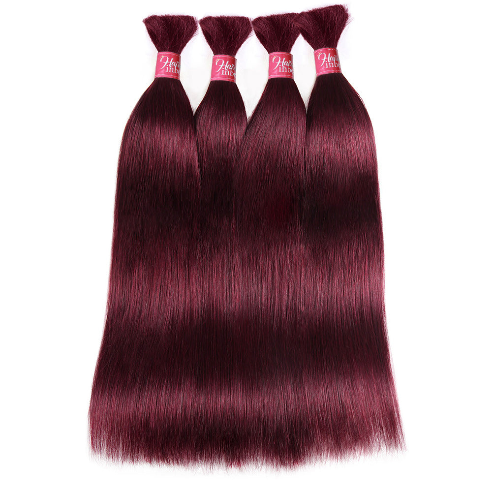 Burgundy 99J Straight Bulk 100% Human Hair For Braiding No Weft
