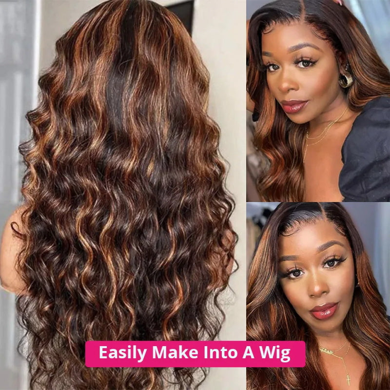 Overnight Shipping T1B/4/30 Ombre Color Brazilian Body Wave Hair 3 Bundles With 4x4 Lace Closure