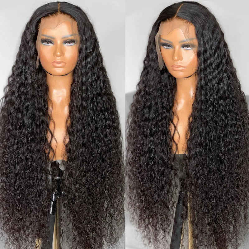 Glueless Deep Wave Human Hair Wig Deep Curly Wig 13x4 HD Transparent Lace Front Wig Pre Plucked