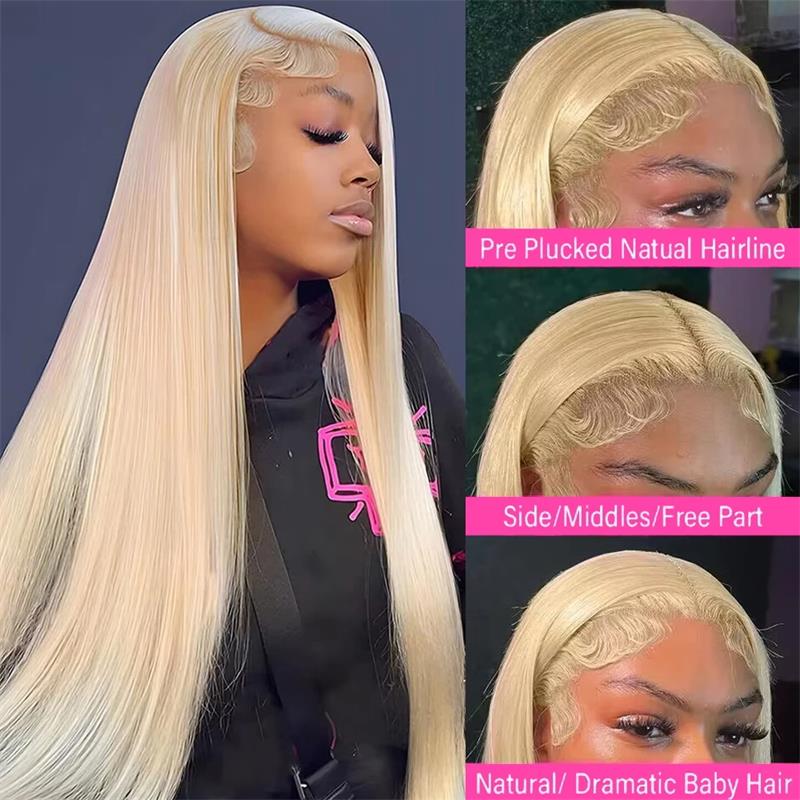 Glueless Wig Blonde Lace Front Wig Straight Blonde Wigs HD Transparent 13x4 Lace Frontal Wig 613 Human Hair Wig 36 Inch With Natural Hairline