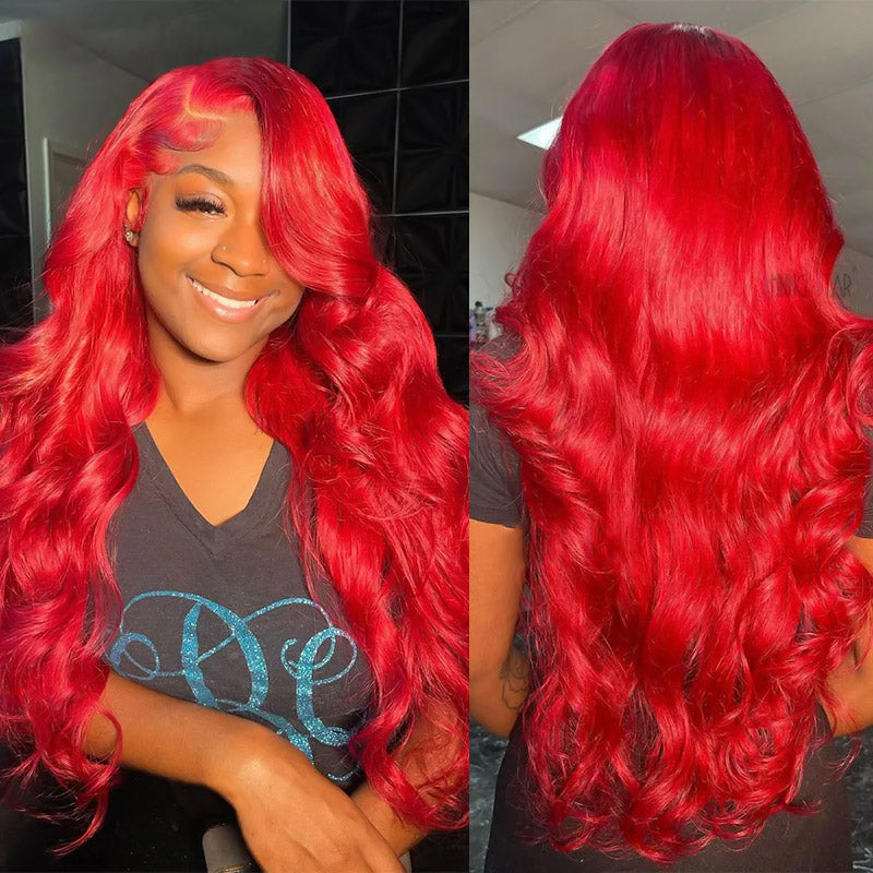 Glueless Wig Red Human Hair Wig 13x4 Lace Front Wig Body Wave Hair Wig