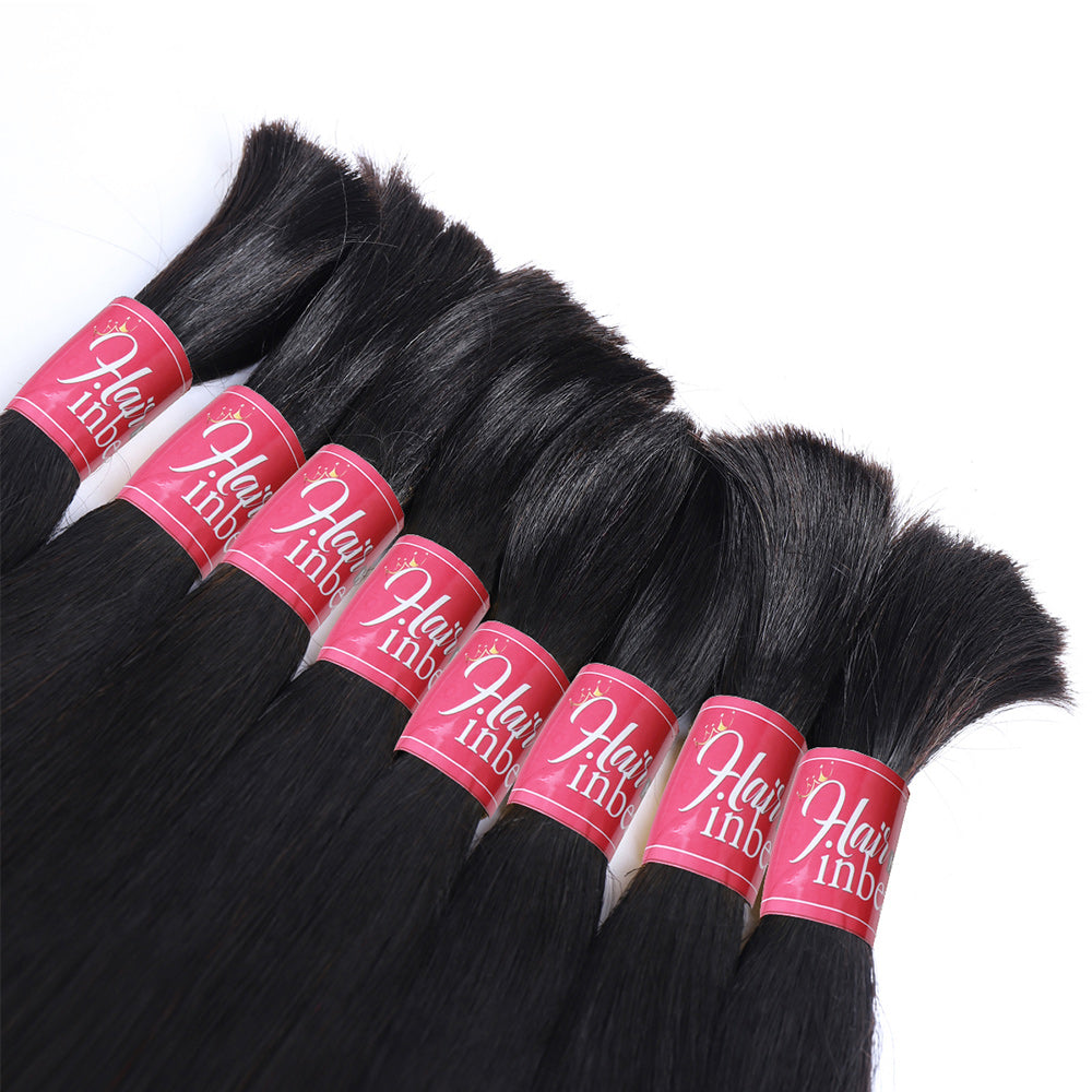 Hairinbeauty Straight Bulk Hair Extensions for Boho Knotless Braiding No Weft