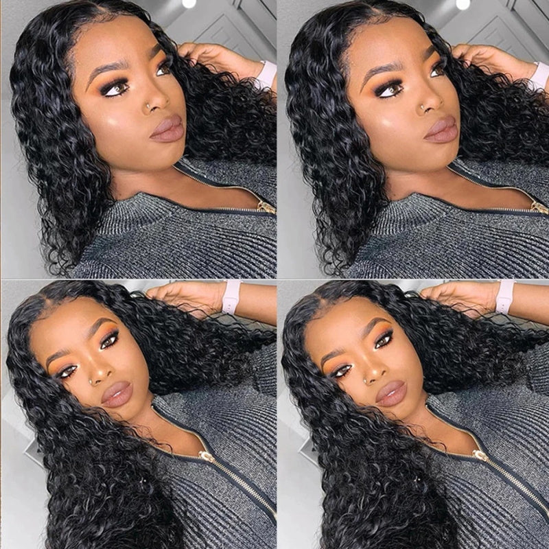 Brazilian Deep Wave Hair 3 Bundles with 4x4 Lace Closure Human Hair Bundles