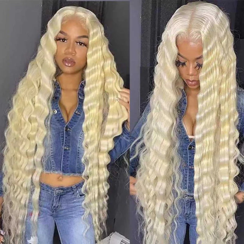 Long 40 Inch 613 Blonde Hair Wig Loose Deep Wave 13x4 Lace Front Glueless Long Wigs