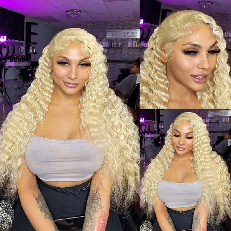 Long 40 Inch 613 Blonde Hair Wig Loose Deep Wave 13x4 Lace Front Glueless Long Wigs
