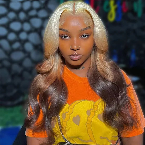 Glueless Body Wave Blonde Wig 13x4 HD Lace Front Wig Ombre Blonde Human Hair Wigs