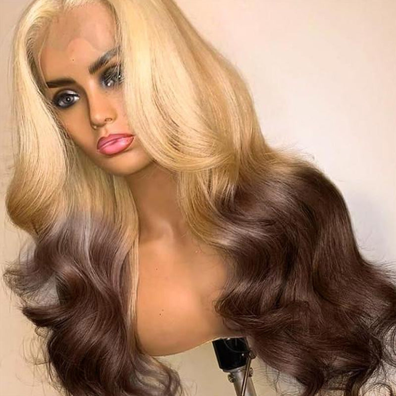 Ombre Hair Brown Body Wave /Straight 13x4 Lace Front Wigs 613 Blonde Brown Glueless Wig