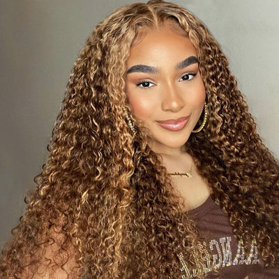 5x5 Highlight Deep Wave Lace Front Wig 180% Density Ready To Wear Wigs