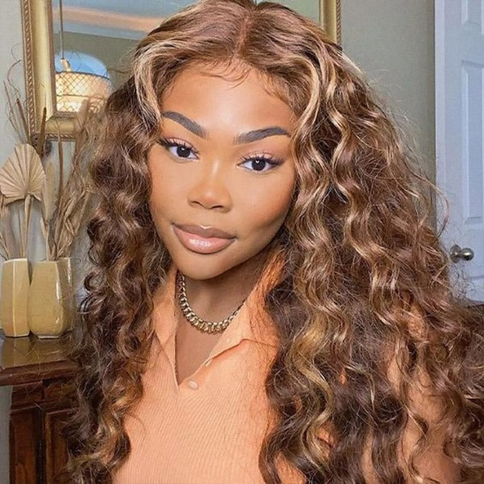 Ready To Wear Loose Deep Wig 13x4 Pre-plucked HD Lace Front Wig P4/27 Color 180% Pre-cut Glueless Lace Wigs Knots Bleached