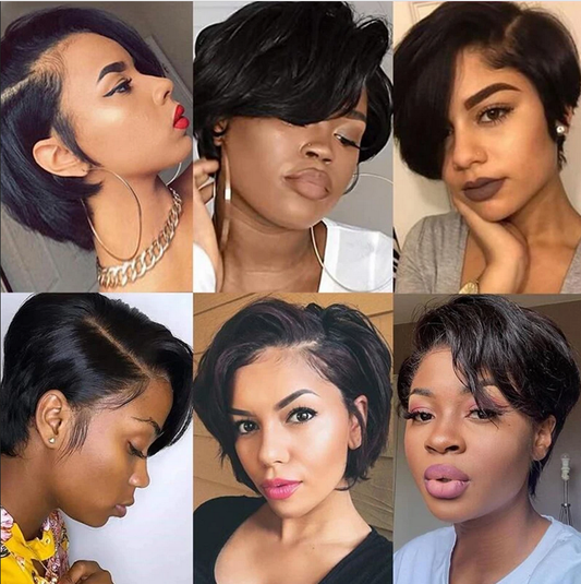 Hairinbeauty Flash Sale Pixie Haircut 13*4 Straight Bob Wig Natural and Highlight Color
