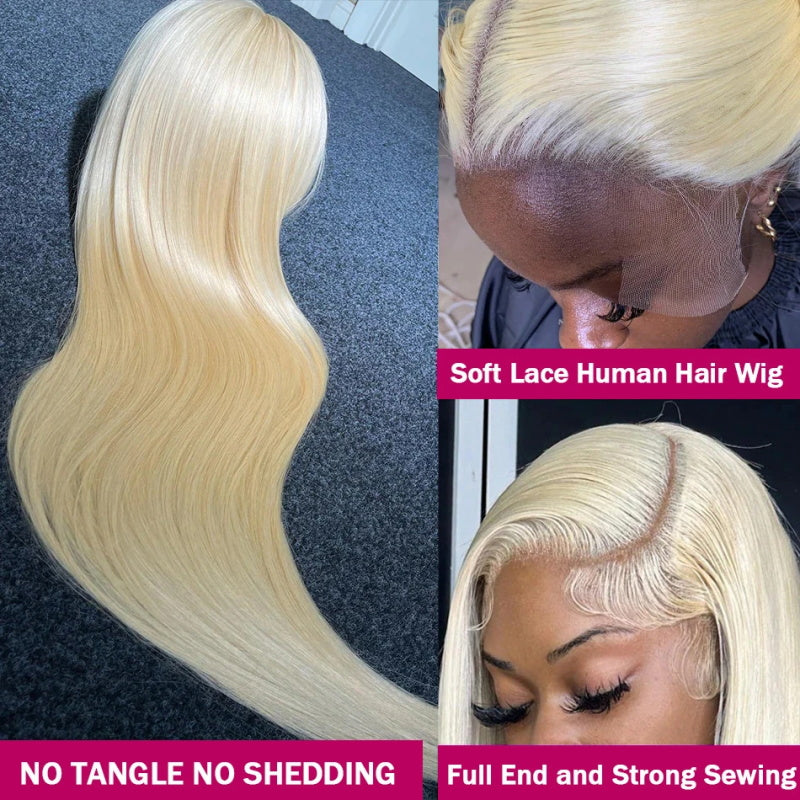 Overnight Shipping 613 Blonde 13x4 Glueless Lace Wig Body Wave Lace Front Human Hair