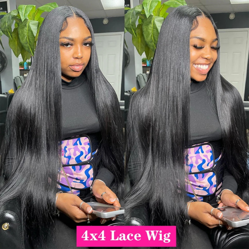 (Super SALE! ) 180% Density 16"-38" Save 50% OFF Glueless 4x4 Lace Closure Human Hair Wig With Pre-Plucked