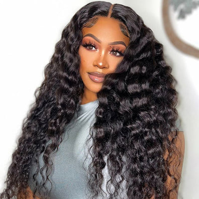 Deep Wave  Ready To Wear Glueless Lace Closure Wig 5x5 HD Lace with Natural Hairline Beginner Friendly Bleached Knotes