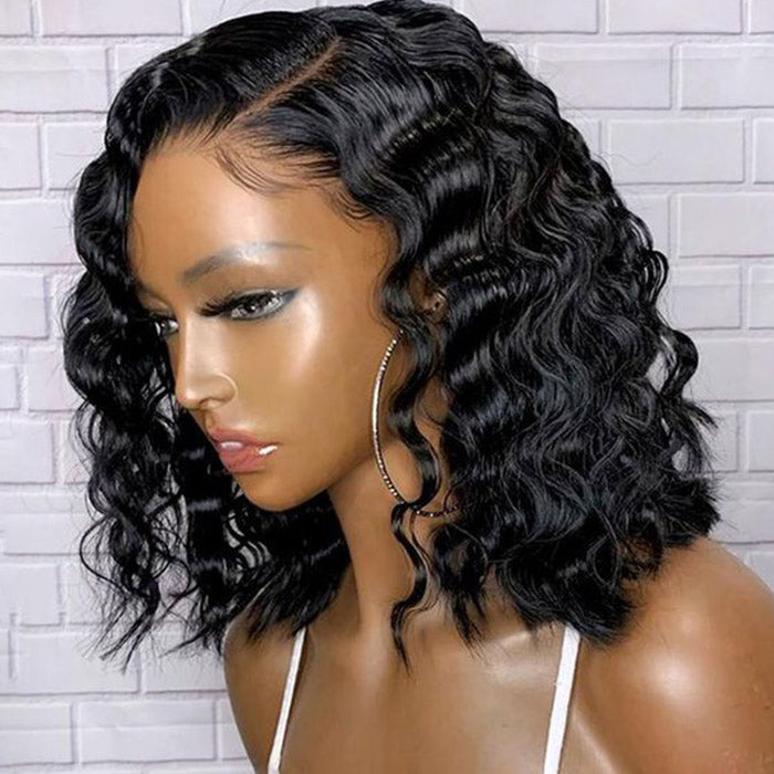 Ready To Wear Glueless Deep Wave Wig Pre-cut HD Lace Closure Wig Pre-plucked 5x5 HD Lace Short Bob Wigs With Bleached Knots