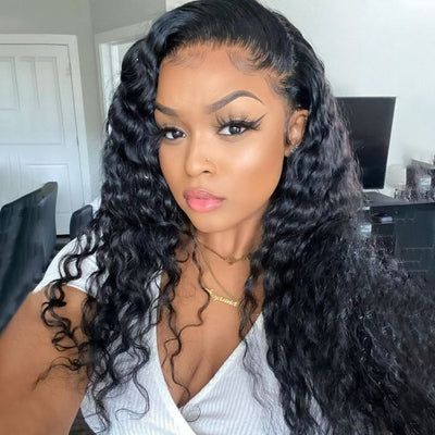 Ready To Wear Water Wave Glueless Lace Front Wig 180% Density 13x6 HD Lace Wigs Pre-cut Lace Bleached Knots Beginner Friendly