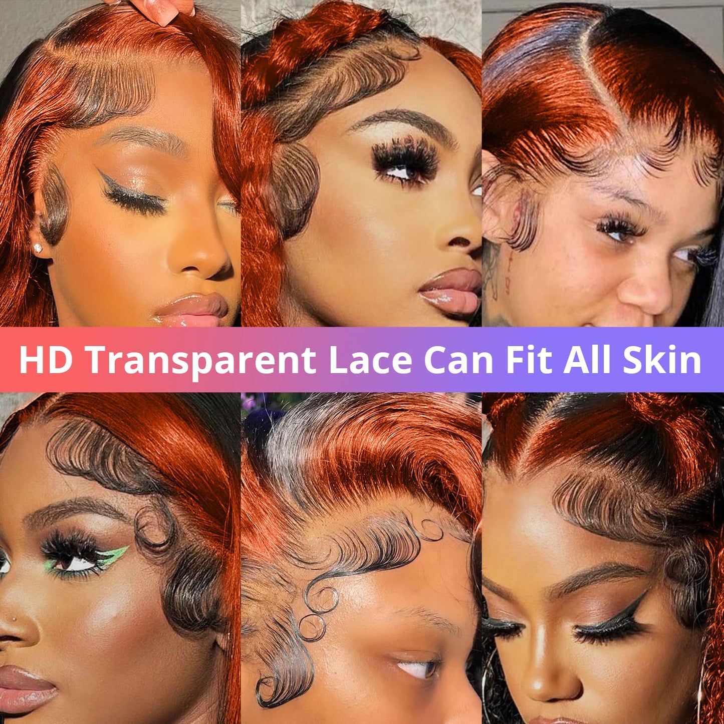13x4 HD Lace Front Ginger Black Highlight Body Wave Human Hair Colored Lace Wigs With Pre Plucked