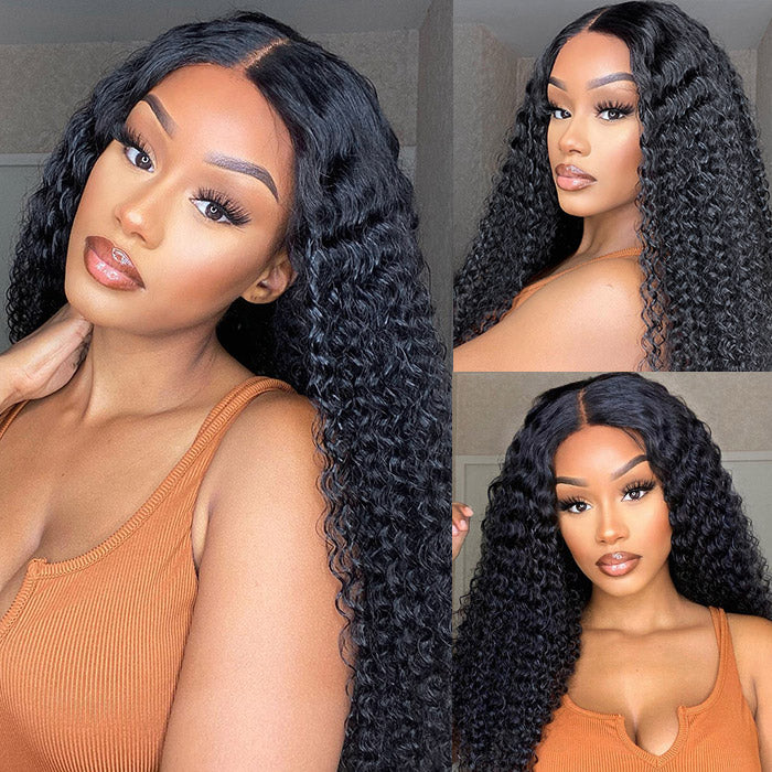 Ready To Wear Deep Culy Wigs 180% Density 13x6 Kinky Curly Glueless Wig With Pre-cut Lace Knots Bleached