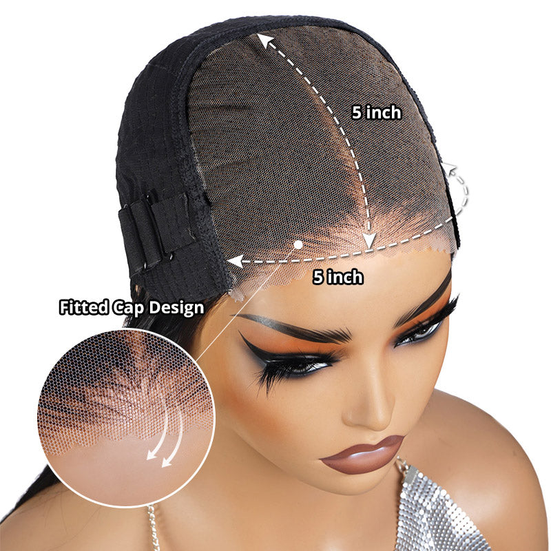 Ready To Wear Water Wave Short Bob Wig Pre-plucked 5x5 HD Lace Closure Wig Pre-cut Lace Bob Wig With Knots Bleached
