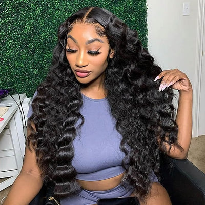 32 Inch 13x6 Loose Deep Wave  Ready To Wear Glueless Wigs Pre-plucked Loose Deep Wave With Bleached Knots Pre-cut Lace