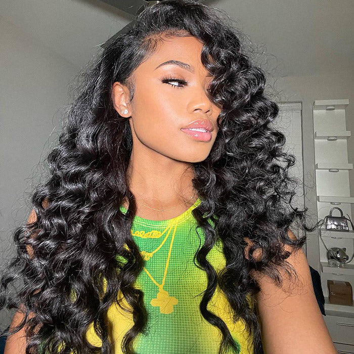 Glueless Loose Deep Wave Wig  Ready To Wear 13x4 HD Lace Front Wig 180% Density with Bleached Knots Pre-plucked Pre-cut HD Lace