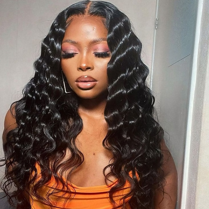 Glueless Loose Deep Wave Wig  Ready To Wear 13x4 HD Lace Front Wig 180% Density with Bleached Knots Pre-plucked Pre-cut HD Lace