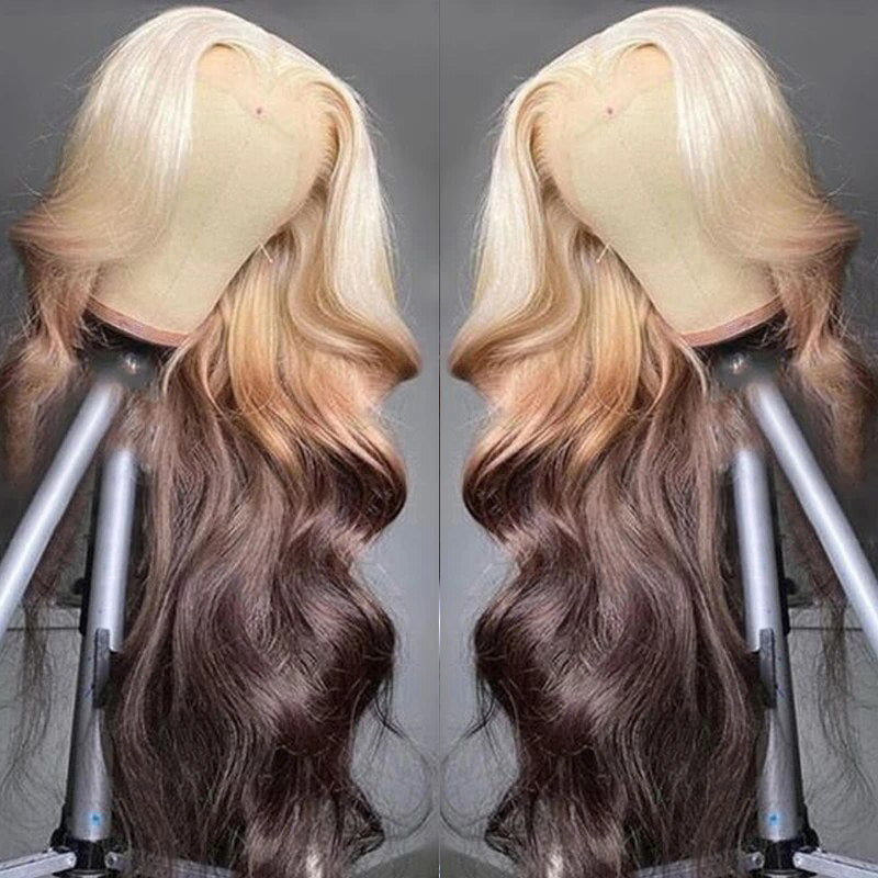 Glueless Body Wave Blonde Wig 13x4 HD Lace Front Wig Ombre Blonde Human Hair Wigs