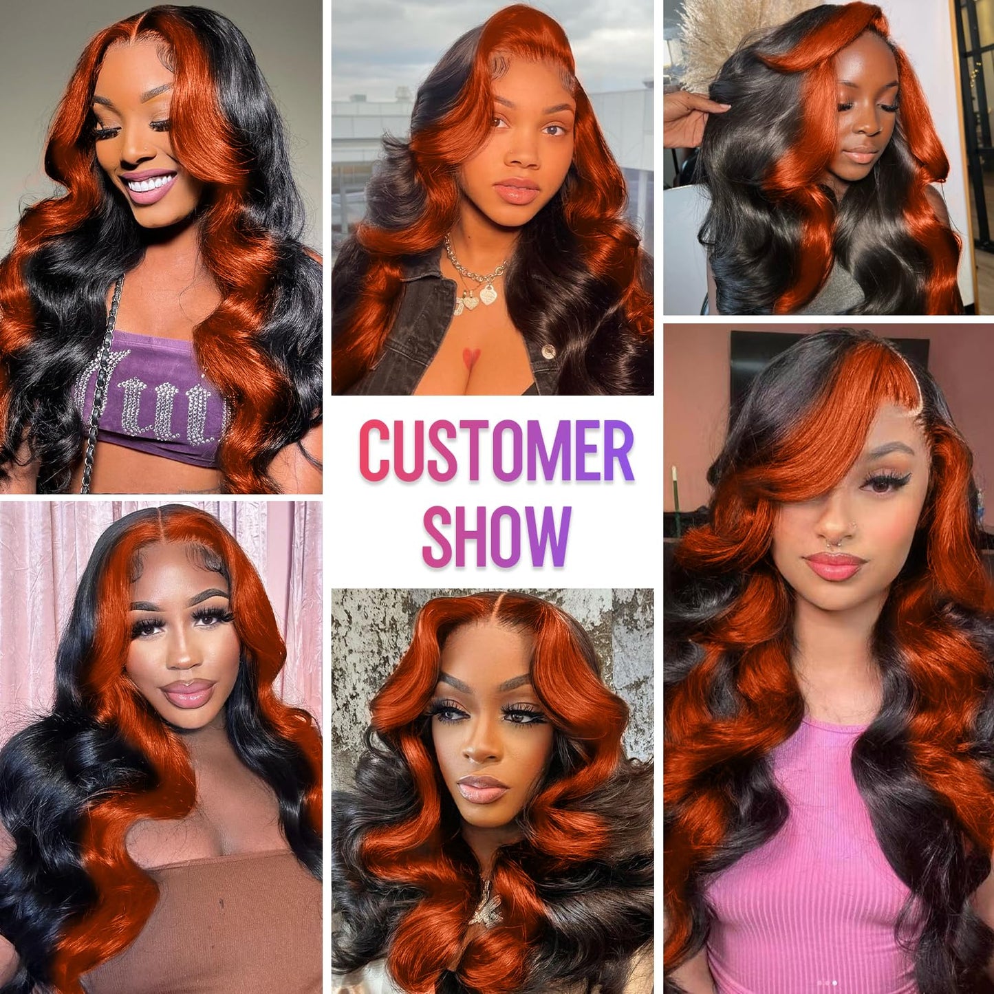 13x4 HD Lace Front Ginger Black Highlight Body Wave Human Hair Colored Lace Wigs With Pre Plucked
