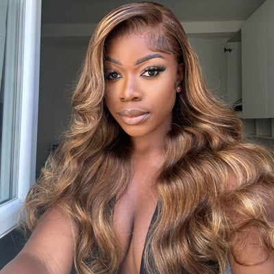 Highlight Body Wave Ready To Wear Glueless Wigs Pre-plucked 13x6 Body Wave Lace Front Wig With Bleached Knots Beginner Friendly