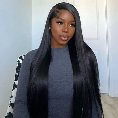 Ready To Wear Straight Glueless Wig 180% Density Pre-plucked 13x6 Lace Frontal Wig With Bleached Knots Pre-cut