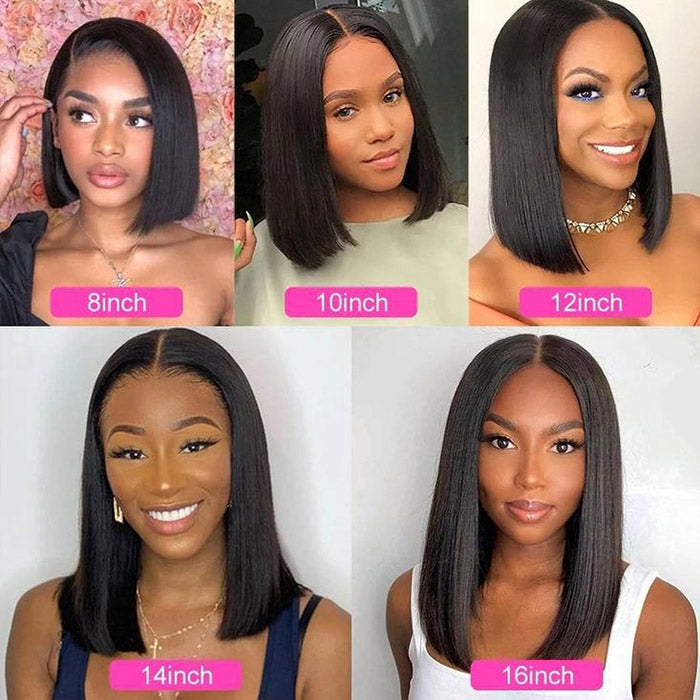 Ready To Wear Straight Bob Wig 180% Density Pre-plucked Straight Lace Front Wig Pre-cut HD Lace With Bleached Knots