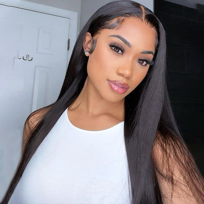 Ready To Wear Straight Glueless Wig 180% Density Pre-plucked 13x6 Lace Frontal Wig With Bleached Knots Pre-cut