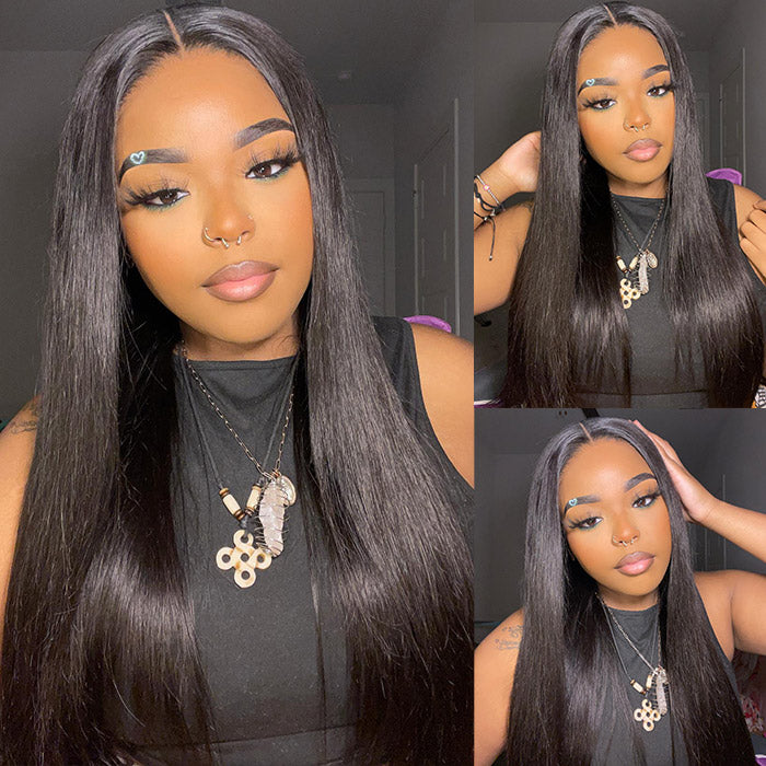 Silky Straight Ready To Wear Glueless Lace Front Wigs Pre Cut 13x4 HD Lace Wigs with Natural Hairline Beginner Friendly