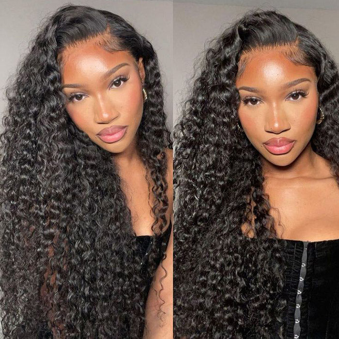 Ready To Wear Glueless Lace Wig Water Wave 13x4 HD Lace Front Wig 180% Density Pre-plucked With Natural Hairline Bleached Knots